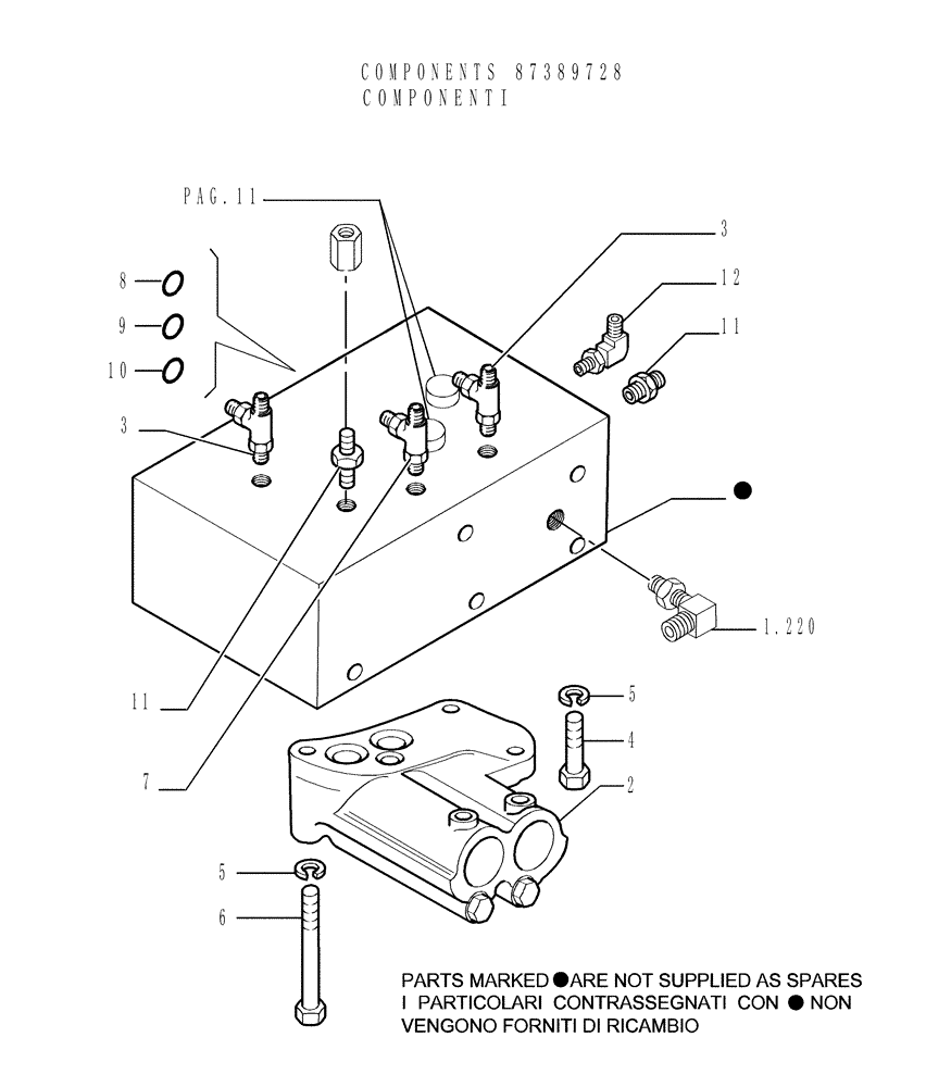 Схема запчастей Case 1850K - (1.211[10]) - TRANSMISSION - CONTROL VALVE Hydrostatic Transmission