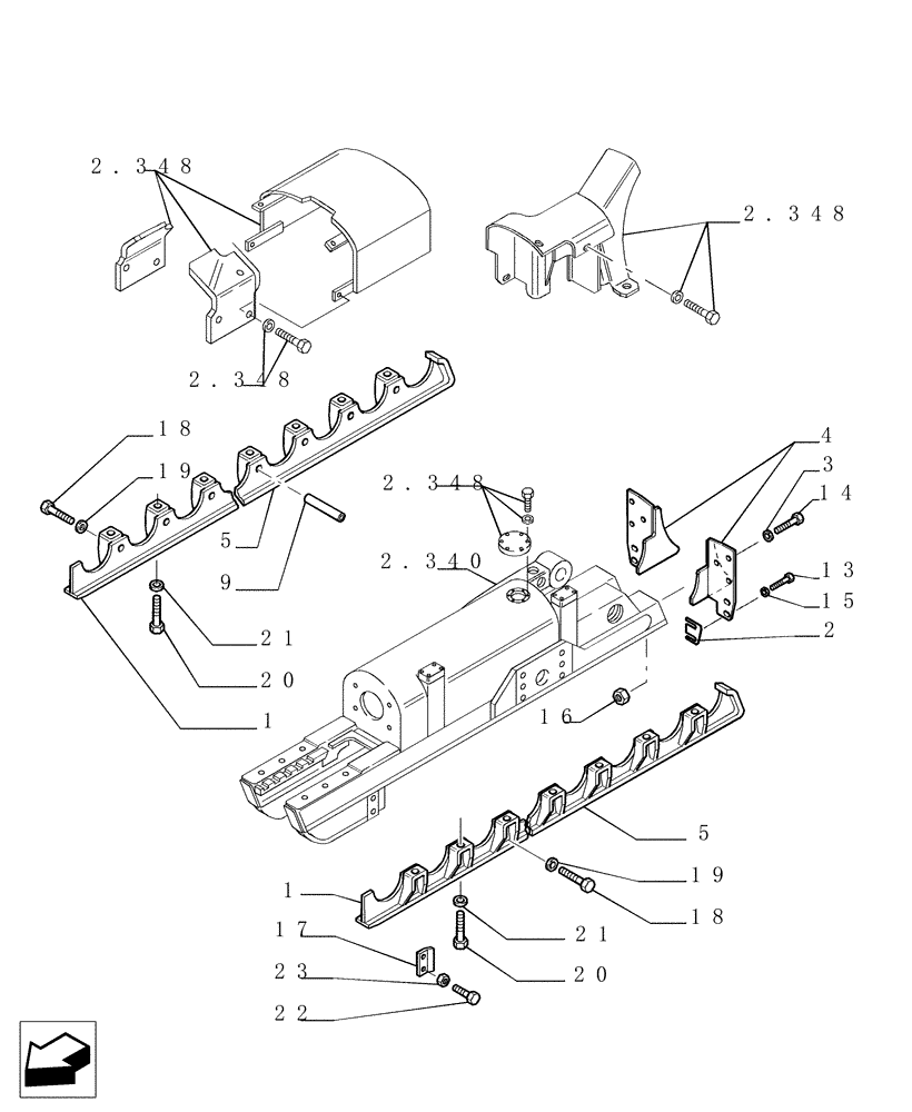 Схема запчастей Case 1850K - (9.355[01]) - TRACK ROLLER GUARD - (FULL) XLT - OPTIONAL CODE 784173021 (19) - OPTIONS