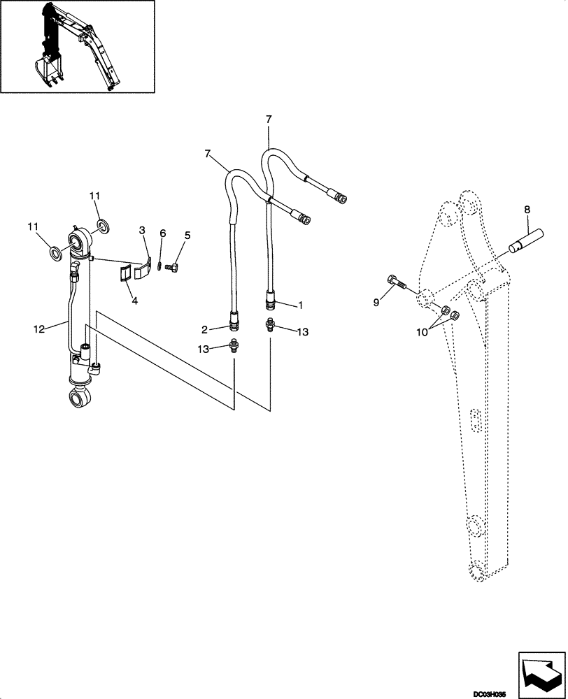 Схема запчастей Case CX25 - (08-18[00]) - HYDRAULIC LINES - ARM (08) - HYDRAULICS