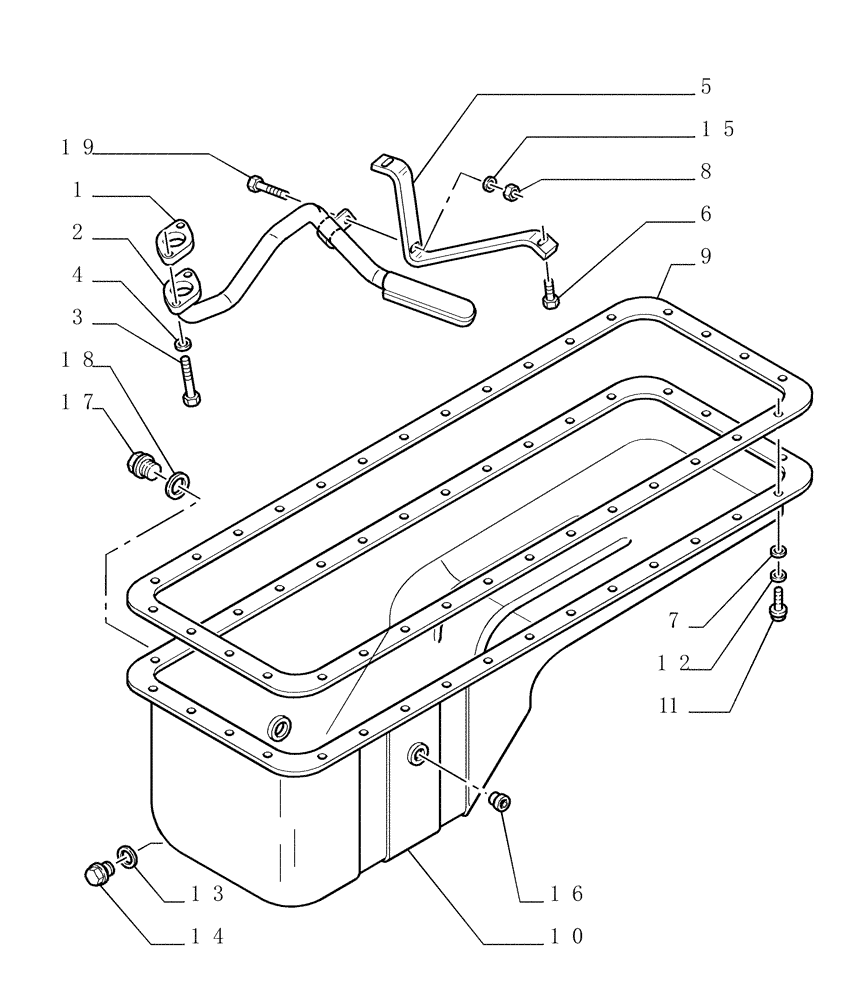 Схема запчастей Case 1850K LT - (0.042[01]) - ENGINE OIL SUMP (01) - ENGINE