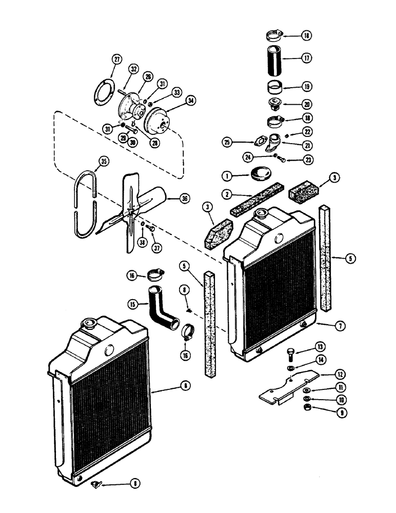 Схема запчастей Case 530CK - (004) - ENGINE COOLING SYSTEM, (159) SPARK IGNITION ENGINE (10) - ENGINE