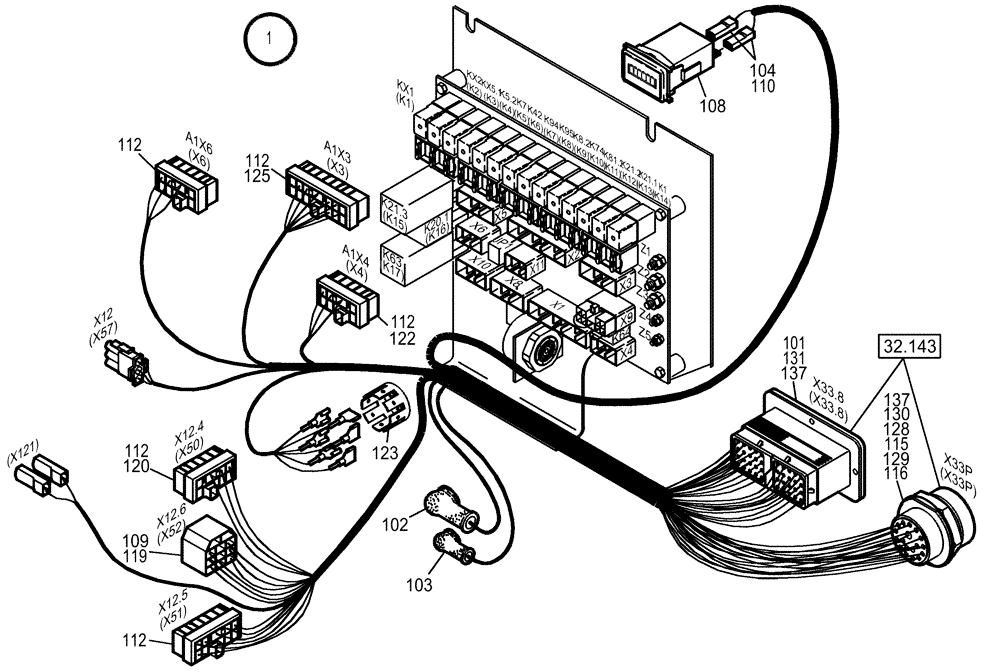 Схема запчастей Case 221D - (32.153[002]) - CABLE HARNESS CENTRAL ELECTRONI CANOPY (OPTION) (S/N 581101-UP) (55) - ELECTRICAL SYSTEMS