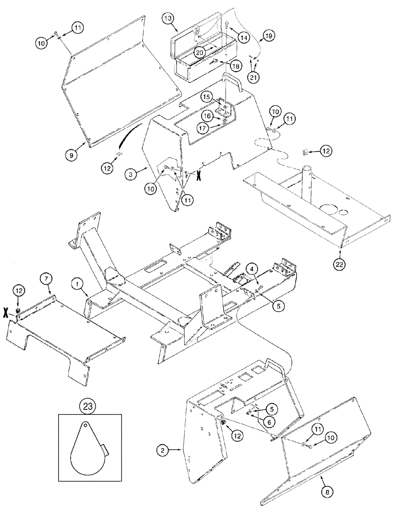 Схема запчастей Case 960 - (09-04) - OPERATORS COMPARTMENT (09) - CHASSIS