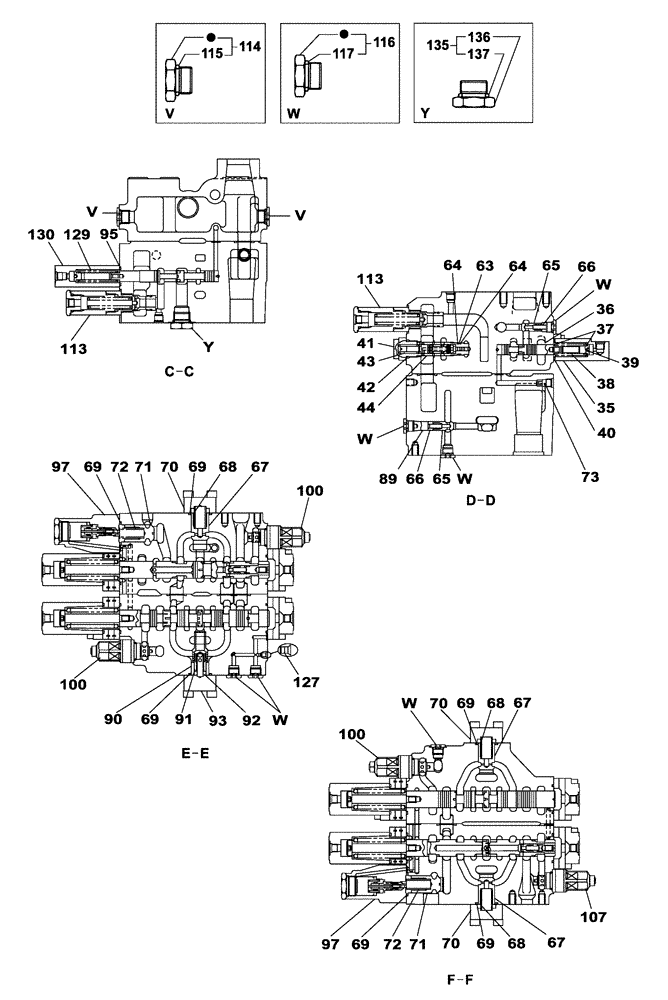 Схема запчастей Case CX350B - (08-72) - CONTROL VALVE - OPTIONAL (08) - HYDRAULICS