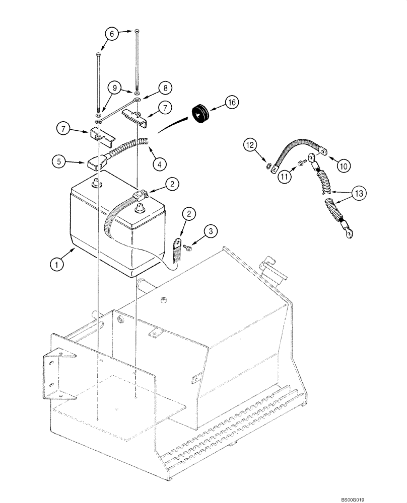 Схема запчастей Case 580SM - (04-05) - BATTERY CABLES (MODELS WITHOUT COLD START) (04) - ELECTRICAL SYSTEMS