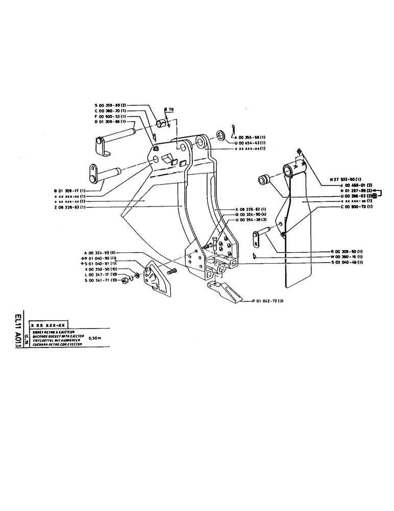 Схема запчастей Case LC80 - (123) - BACKHOE BUCKET WITH EJECTOR 