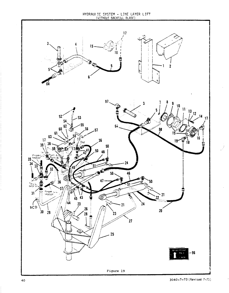 Схема запчастей Case P42 - (40) - HYDRAULIC SYSTEM, LINE LAYER LIFT, WITHOUT BACKFILL BLADE 