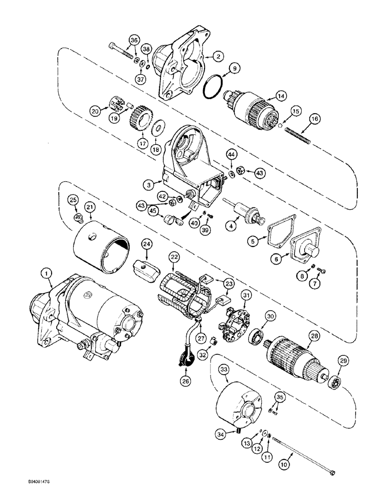 Схема запчастей Case 590SL - (4-02) - STARTER (04) - ELECTRICAL SYSTEMS