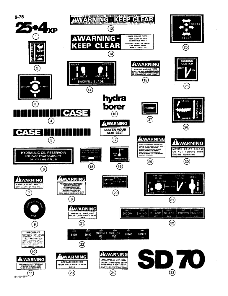 Схема запчастей Case MAXI-SNEAKER C - (9-78) - DECALS (09) - CHASSIS/ATTACHMENTS