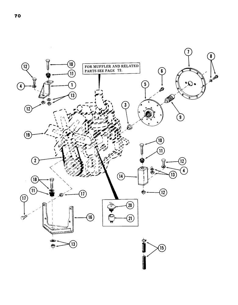 Схема запчастей Case 980B - (070) - CASE 504BDT DIESEL ENGINE MOUNTING PARTS (01) - ENGINE