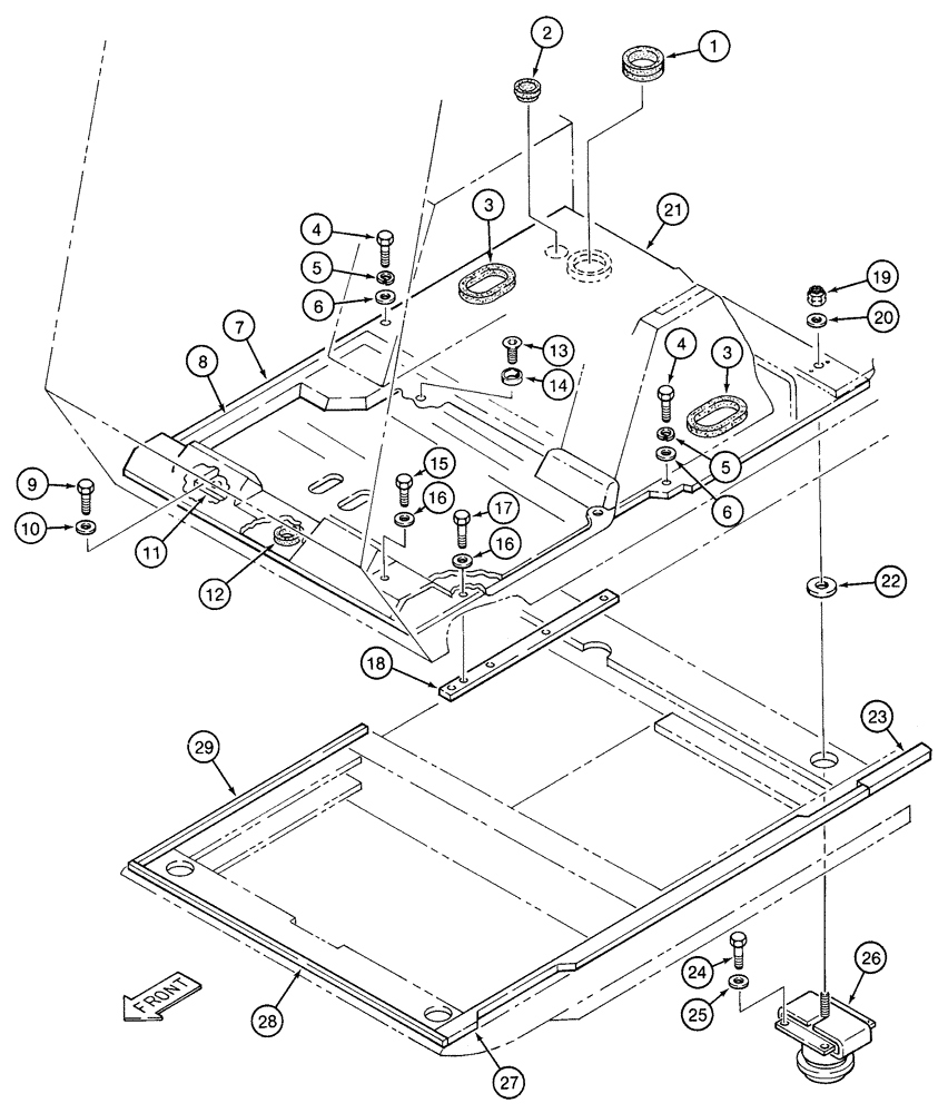 Схема запчастей Case 9020 - (9-34) - CAB FLOOR AND MOUNTING (09) - CHASSIS