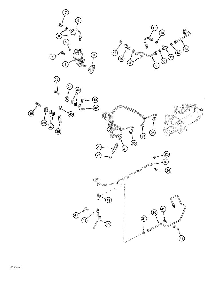 Схема запчастей Case 550G - (3-08) - FUEL INJECTION SYSTEM, 4-390 AND 4T-390 ENGINE, PRIOR TO P.I.N. JJG0255794 (02) - FUEL SYSTEM