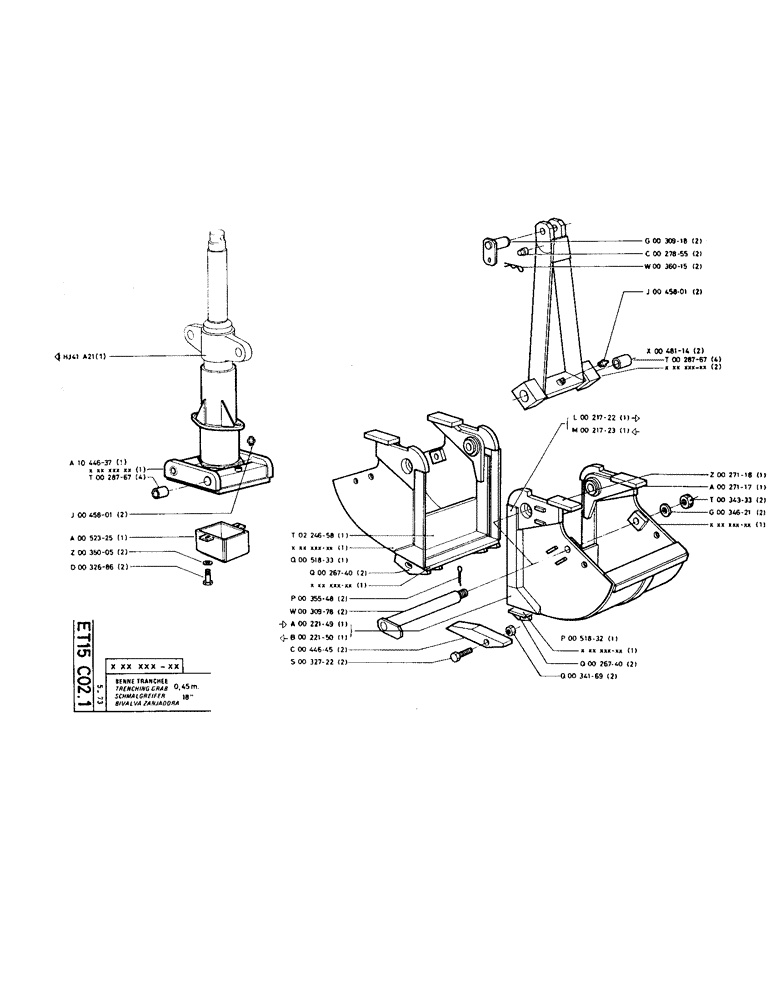 Схема запчастей Case TC45 - (138) - TRENCHING GRAB 