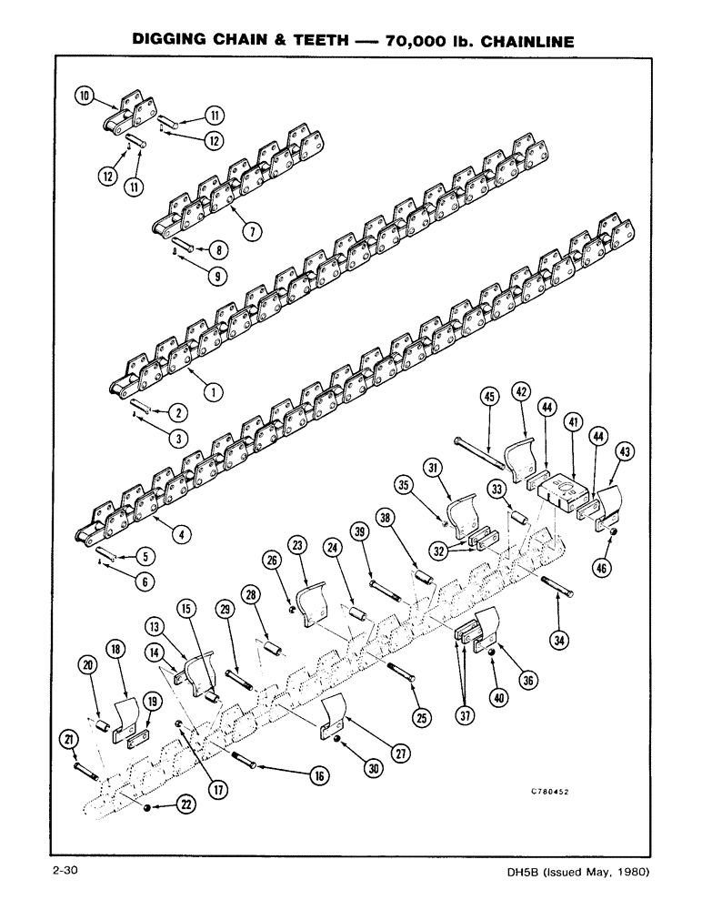 Схема запчастей Case DH5 - (2-30) - DIGGING CHAIN & TEETH - 70,000 LB. CHAINLINE (89) - TOOLS