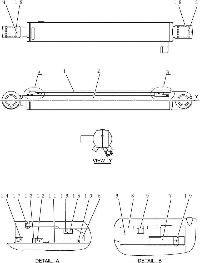 Схема запчастей Case CX50B - (HC701) - CYLINDER ASSEMBLY, BUCKET (35) - HYDRAULIC SYSTEMS