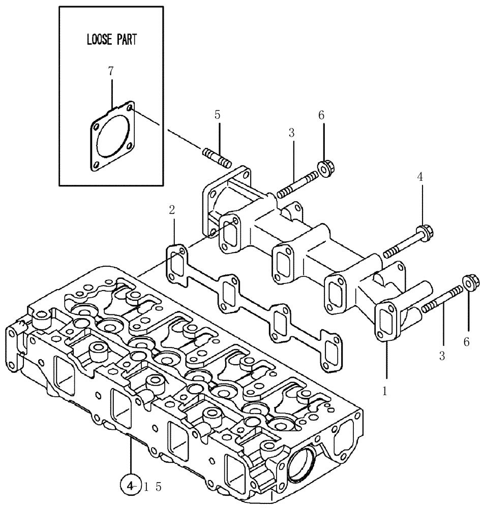 Схема запчастей Case CX50B - (4TNV88-BXYB-12[1]) - EXHAUST MANIFOLD (10) - ENGINE