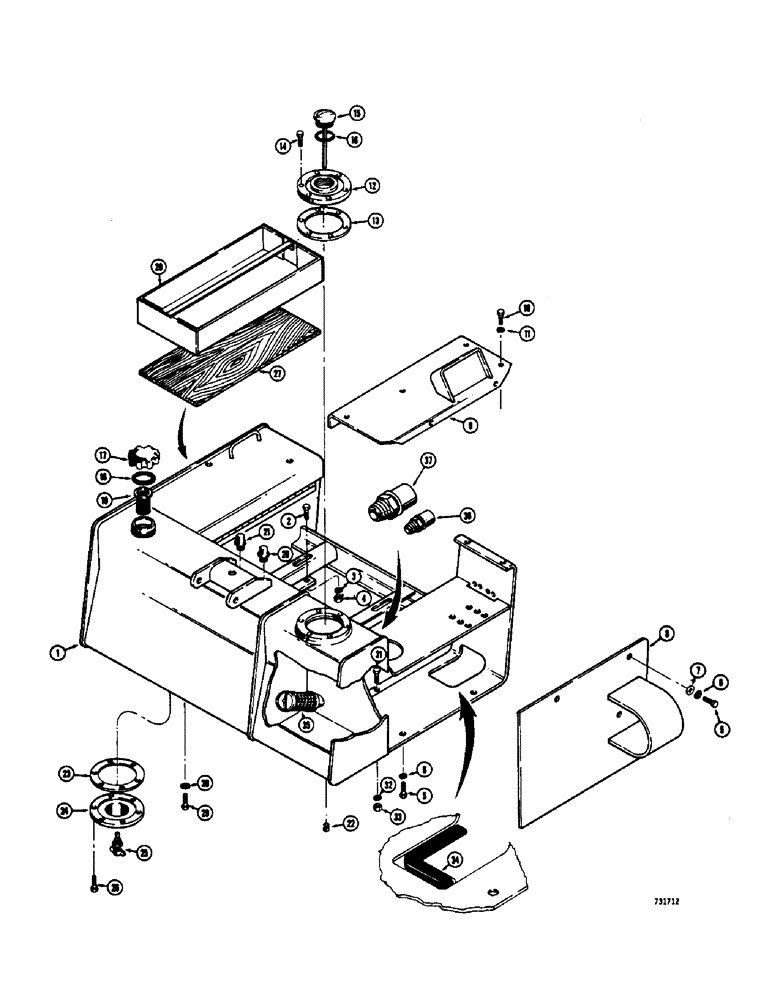 Схема запчастей Case 475 - (120) - FUEL AND HYDRAULIC TANK ASSEMBLY (10) - ENGINE