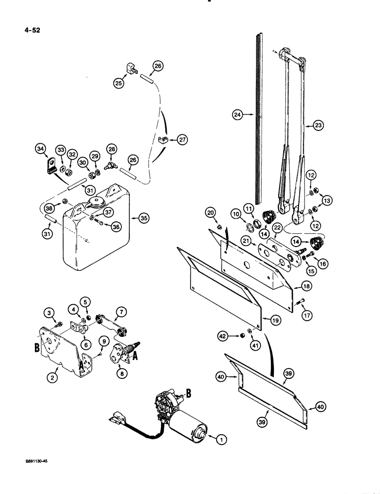 Схема запчастей Case 621 - (4-52) - FRONT WIPER (04) - ELECTRICAL SYSTEMS