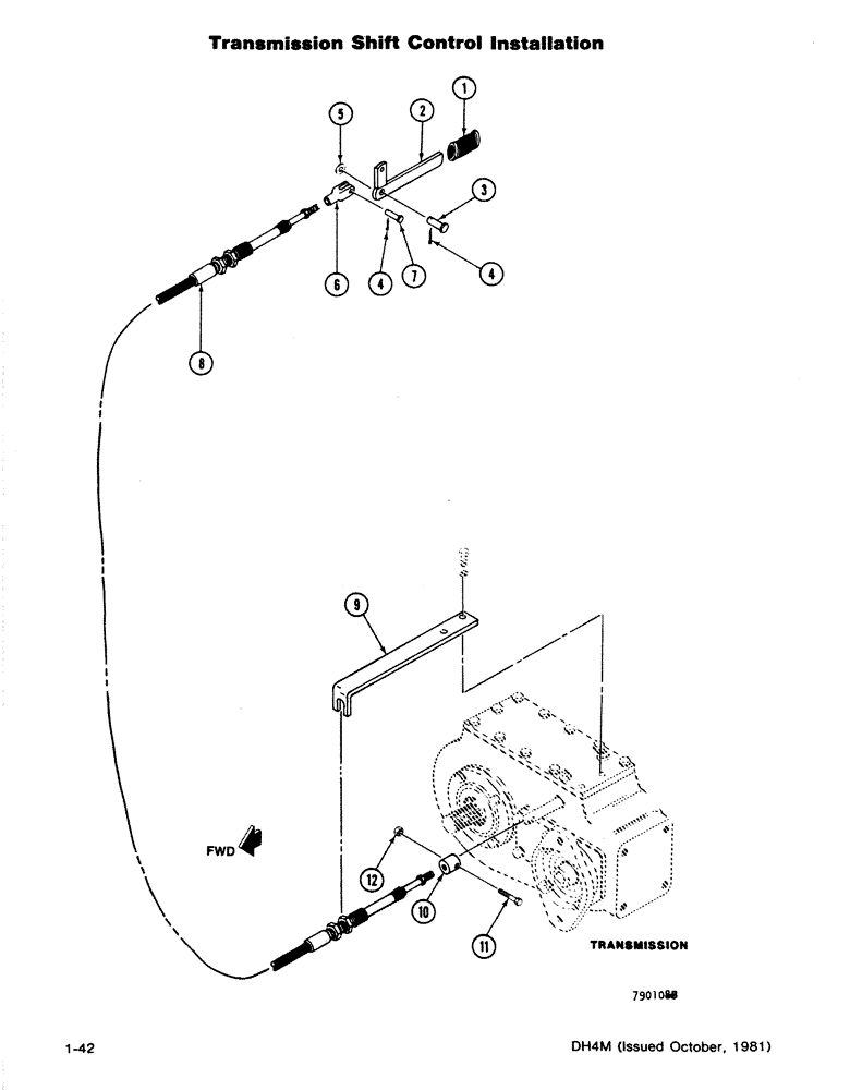 Схема запчастей Case DH4 - (1-42) - TRANSMISSION SHIFT CONTROL INSTALLATION (21) - TRANSMISSION