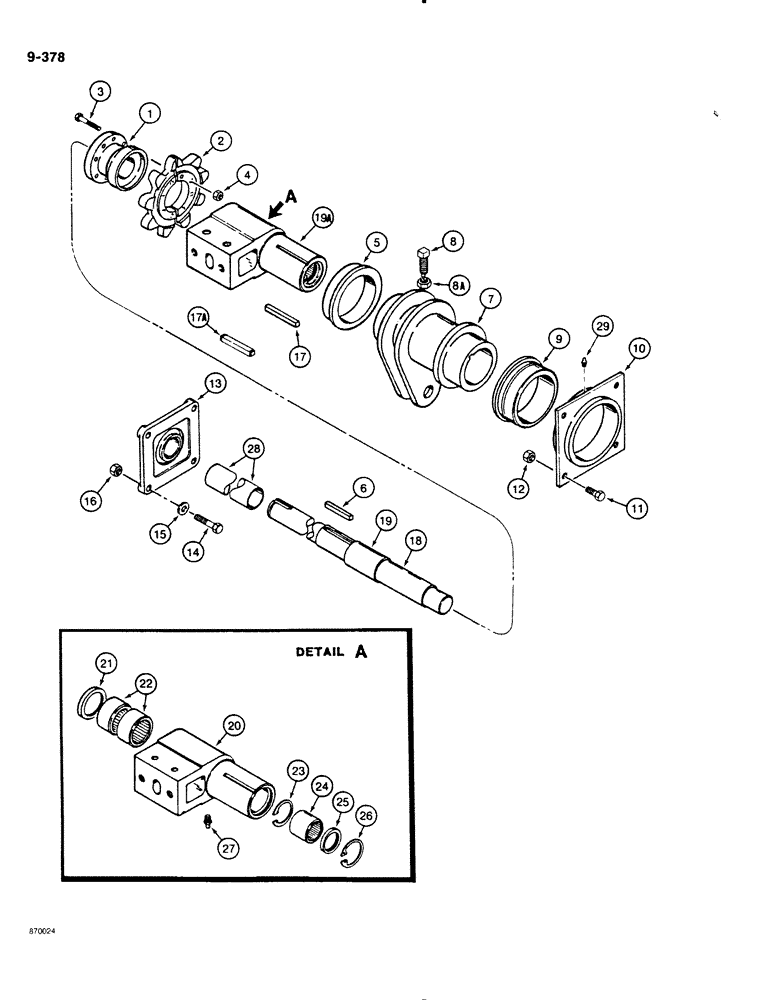 Схема запчастей Case DH4B - (9-378) - CENTERLINE TRENCHER HEADSHAFT MOUNTING (09) - CHASSIS/ATTACHMENTS