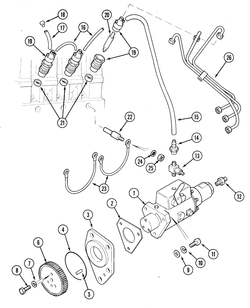 Схема запчастей Case 1835C - (3-14) - FUEL INJECTION SYSTEM, TMD-20 DIESEL ENGINE (03) - FUEL SYSTEM