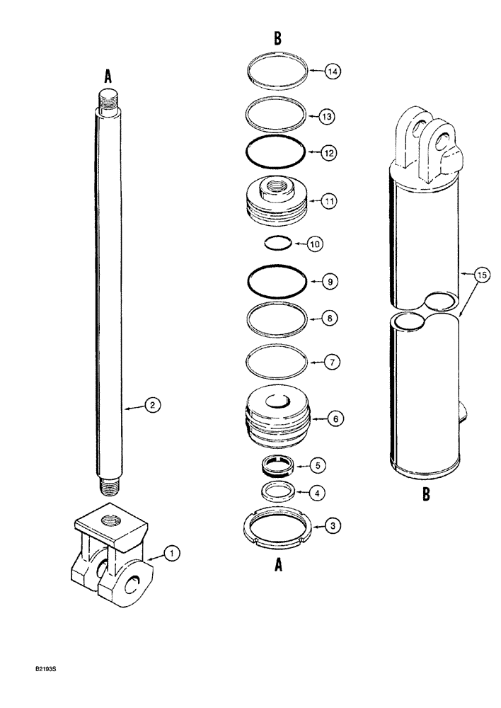 Схема запчастей Case 760 - (08-152) - PLOW LIFT CYLINDER - H673243, IDENTIFIED BY SQUARE-TYPE CYLINDER ROD END (35) - HYDRAULIC SYSTEMS