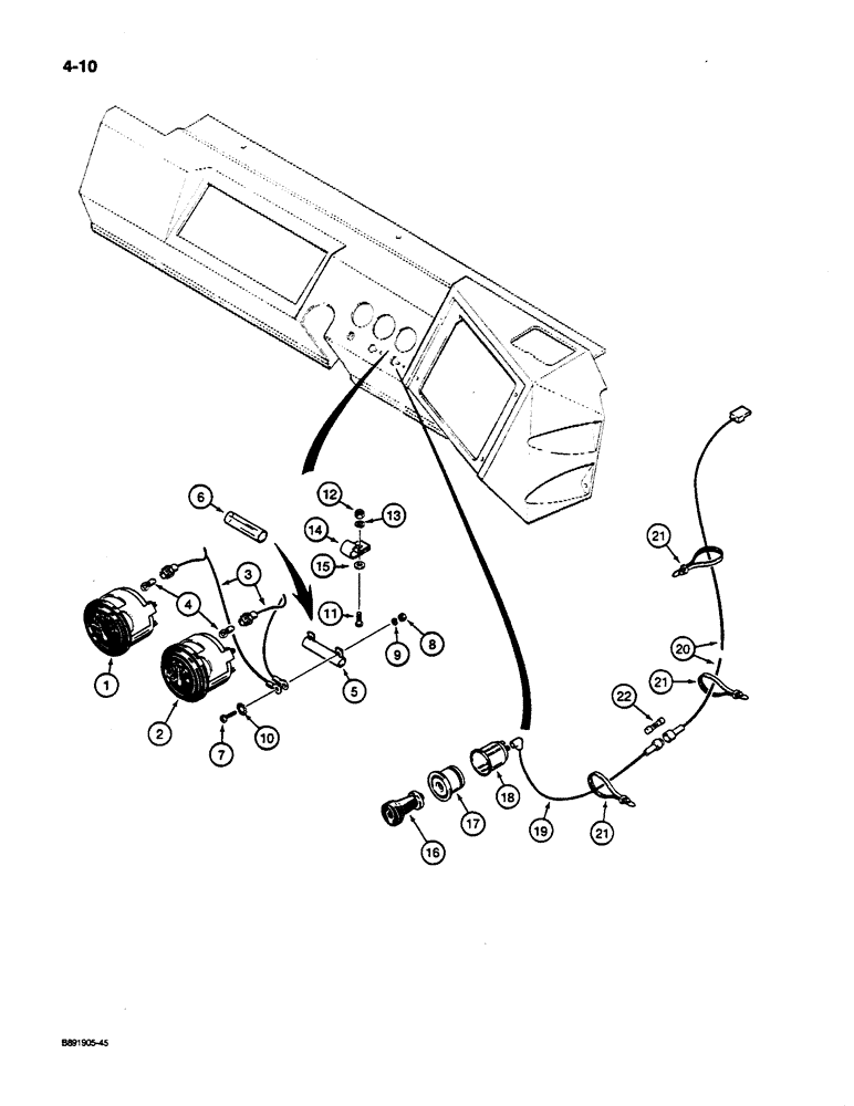 Схема запчастей Case W14C - (4-10) - OPTIONAL GAUGES AND CIGAR LIGHTER (04) - ELECTRICAL SYSTEMS