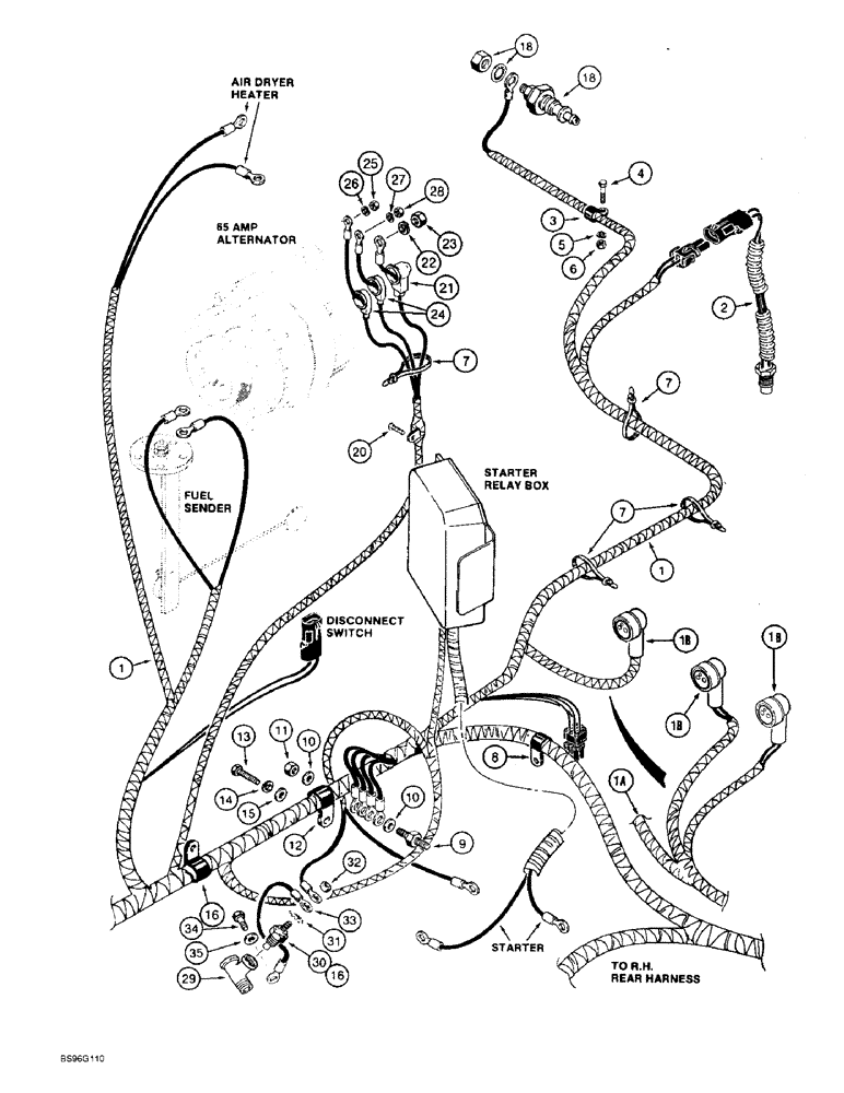 Схема запчастей Case 821B - (4-30) - REAR HARNESS, ENGINE LEFT-HAND SIDE (04) - ELECTRICAL SYSTEMS