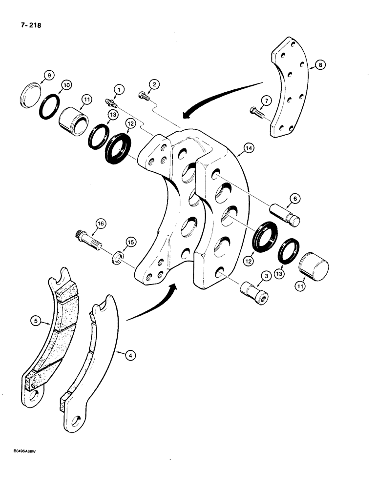 Схема запчастей Case W36 - (7-218) - DISC BRAKE CALIPER (07) - BRAKES