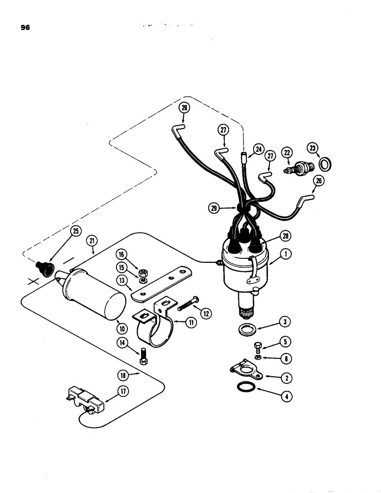 Схема запчастей Case 1835 - (096) - SPARK IGNITION SYSTEM, 148B SPARK IGNITION ENGINE (04) - ELECTRICAL SYSTEMS