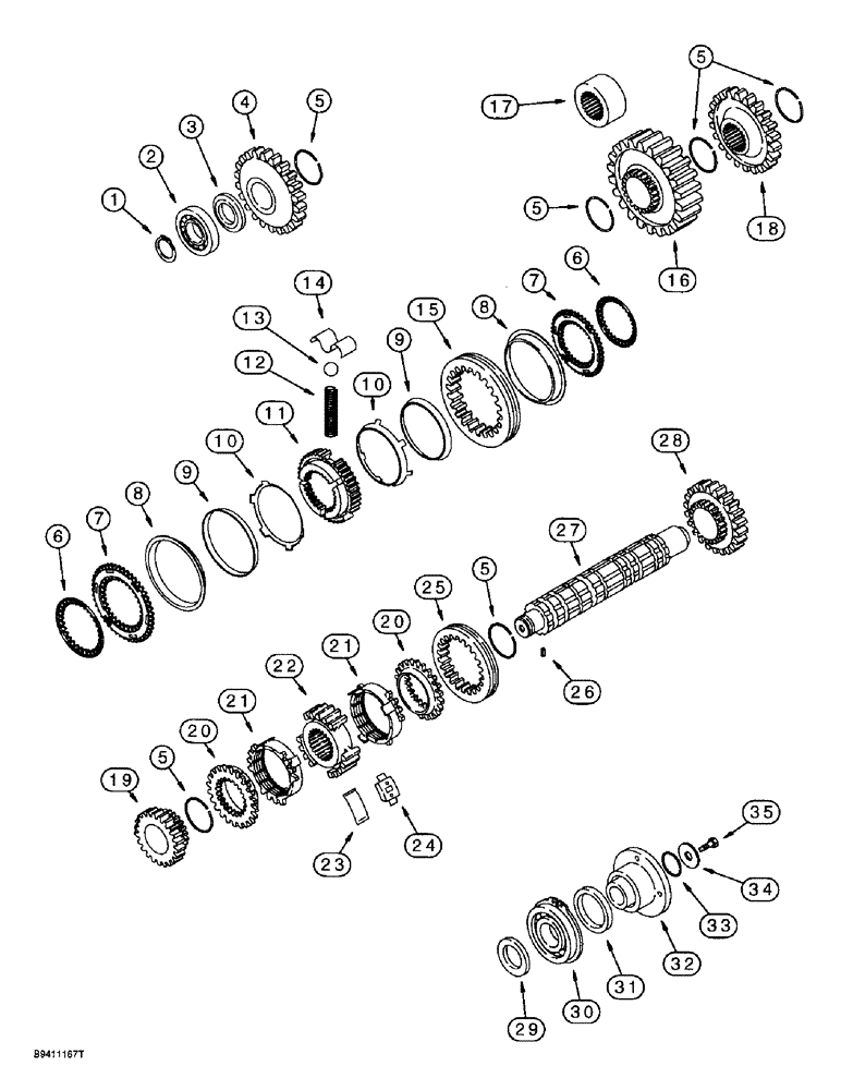 Схема запчастей Case 580SL - (6-38) - TRANSMISSION ASSEMBLY, SECONDARY SHAFT, TWO WHEEL OR FOUR WHEEL DRIVE (06) - POWER TRAIN