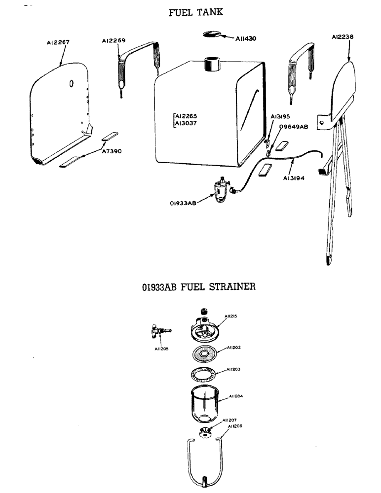 Схема запчастей Case W9 - (050) - GASOLINE ENGINE, FUEL TANK, O1933AB FUEL STRAINER (03) - FUEL SYSTEM