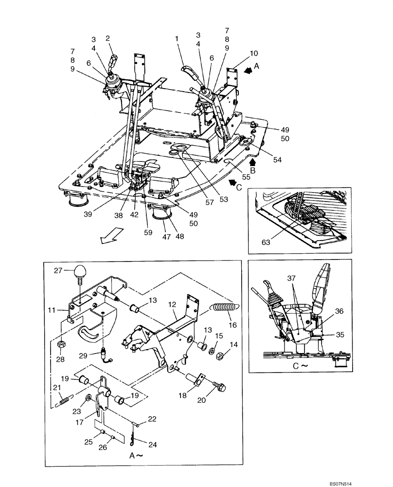 Схема запчастей Case CX75SR - (09-35[01]) - CONTROLS, TRAVEL - OPERATORS COMPARTMENT (09) - CHASSIS/ATTACHMENTS