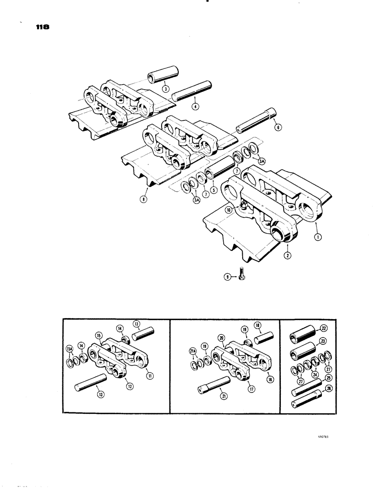 Схема запчастей Case 1150 - (118) - TRACK CHAIN (04) - UNDERCARRIAGE