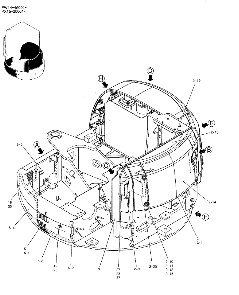 Схема запчастей Case CX36B - (05-021) - GUARD INSTAL (COOLER), P/N PW22C00022F1 OPTIONAL PARTS