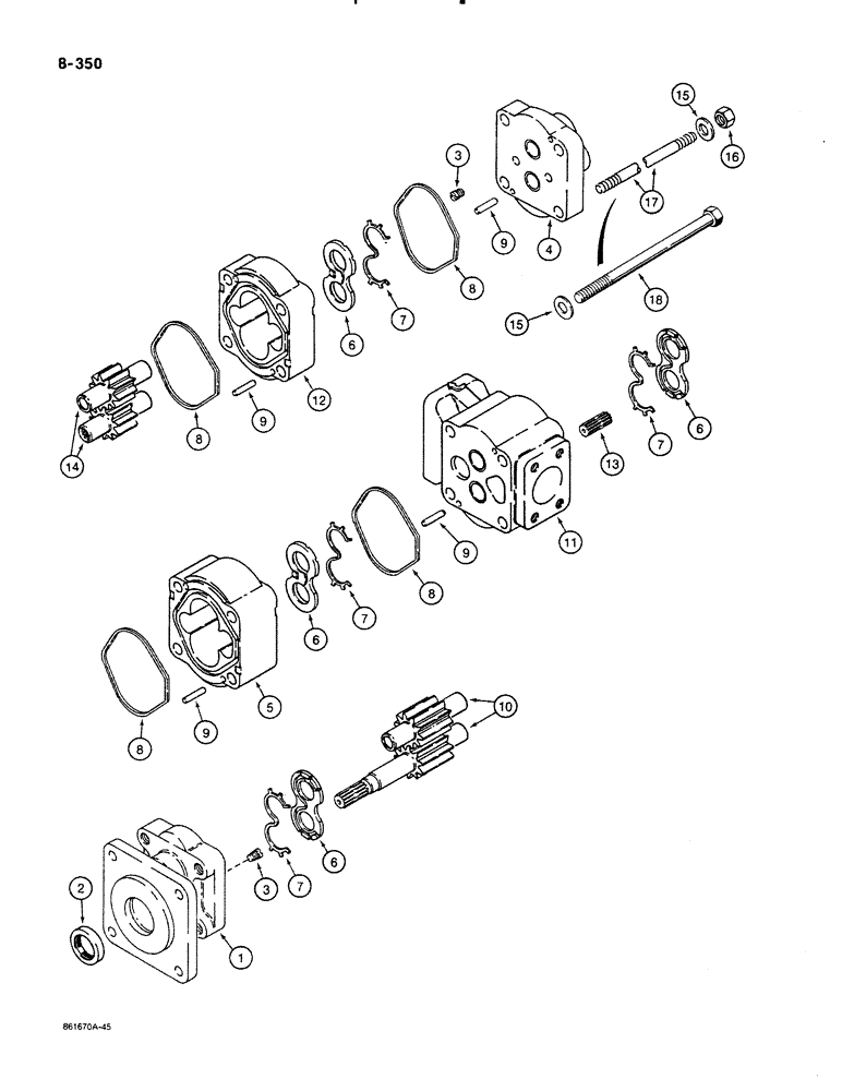 Схема запчастей Case 580K - (08-350) - EQUIPMENT HYDRAULIC PUMP (08) - HYDRAULICS