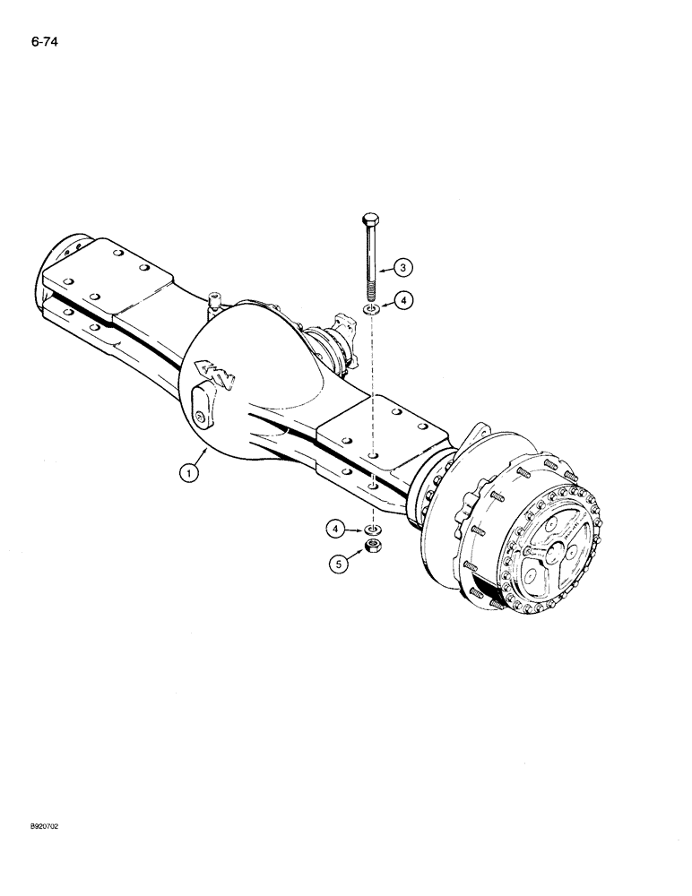 Схема запчастей Case 721 - (6-74) - AXLE ASSEMBLIES AND MOUNTING, PRIOR TO P.I.N. JAK0022628 (06) - POWER TRAIN