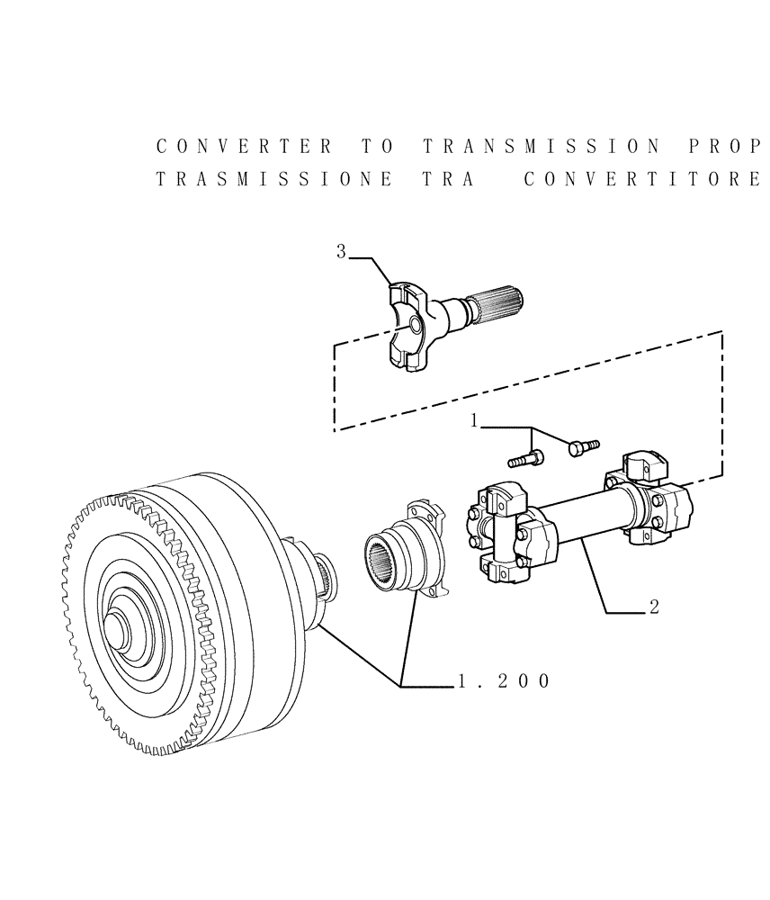 Схема запчастей Case 1850K - (1.204[01]) - DRIVE SHAFT Hydrostatic Transmission