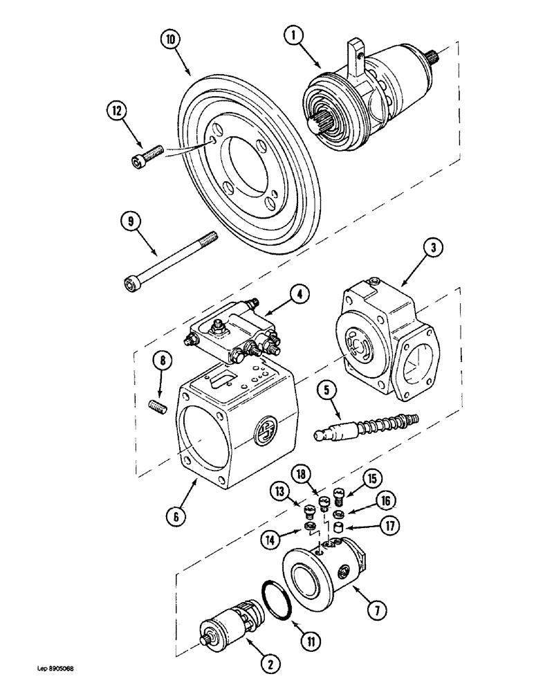 Схема запчастей Case 1088 - (8B-34) - HIGH PRESSURE HYDRAULIC PUMP, P.I.N. FROM 19801 TO 20173 (08) - HYDRAULICS