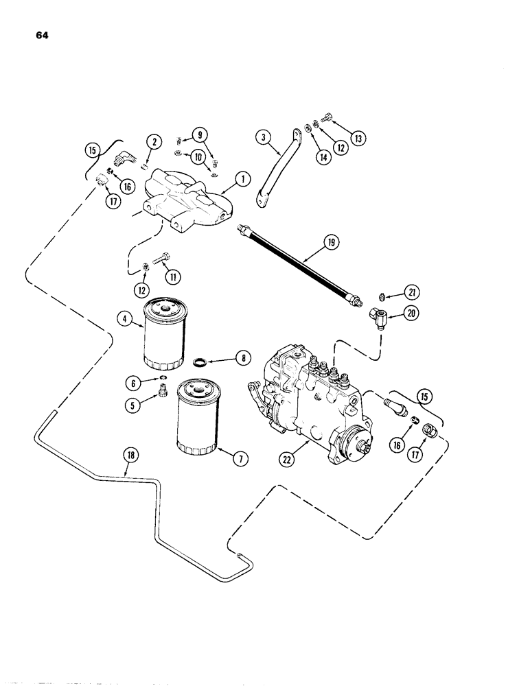 Схема запчастей Case 680H - (064) - FUEL FILTER SYSTEM, 336BD DIESEL ENGINE (03) - FUEL SYSTEM