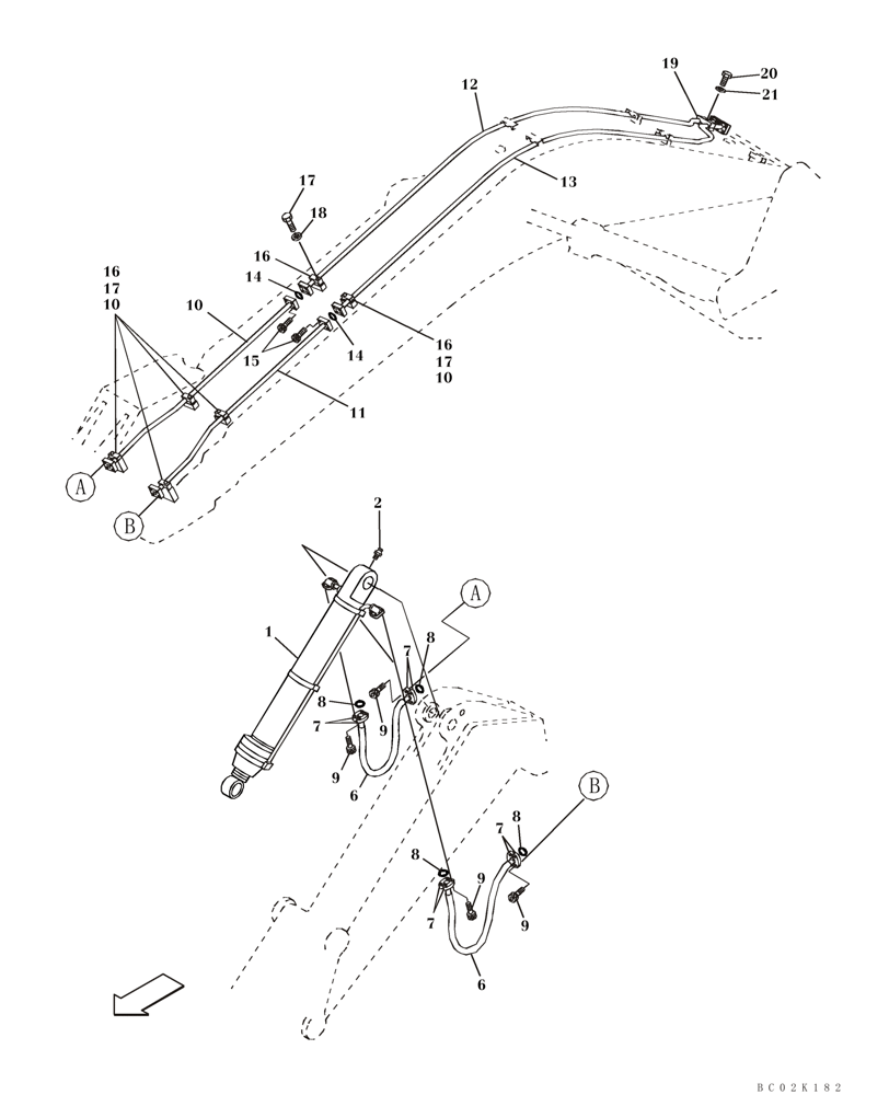 Схема запчастей Case CX460 - (08-17) - HYDRAULICS - BUCKET, 2,53 METER (8 FT 4 IN) ARM (08) - HYDRAULICS