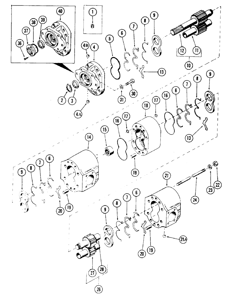 Схема запчастей Case 50 - (228) - MAIN HYDRAULIC PUMP, (USED WITH DETROIT DIESEL 6V-53 ENGINE)(SN. 6279226 AND AFTER) (35) - HYDRAULIC SYSTEMS