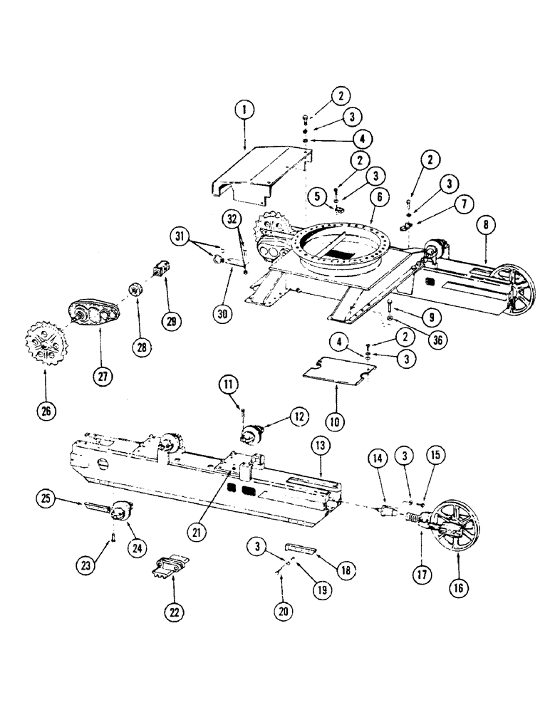 Схема запчастей Case 50 - (002A) - CRAWLER UNDERCARRIAGE AND RELATED PARTS, (S/N 6279926 AND (39) - FRAMES AND BALLASTING