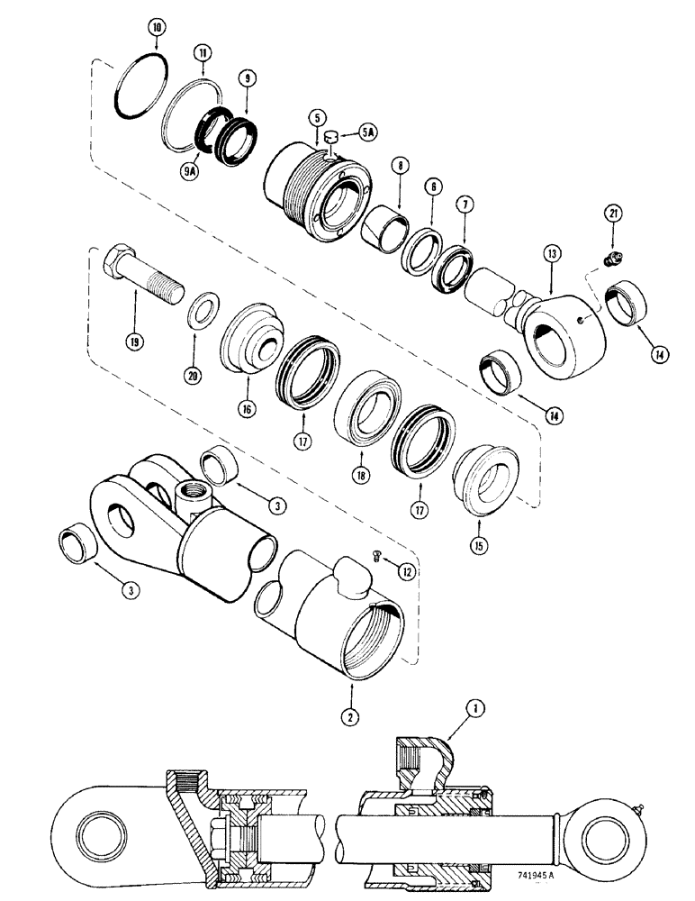 Схема запчастей Case 780 - (432) - G33986 BACKHOE BOOM CYLINDER, GLAND IS STAMPED WITH CYLINDER PN (08) - HYDRAULICS