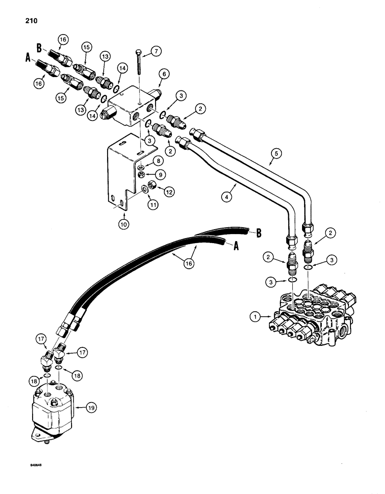 Схема запчастей Case 880C - (210) - SWING MOTOR HYDRAULIC CIRCUIT, PIN 6205456 AND AFTER (07) - HYDRAULIC SYSTEM