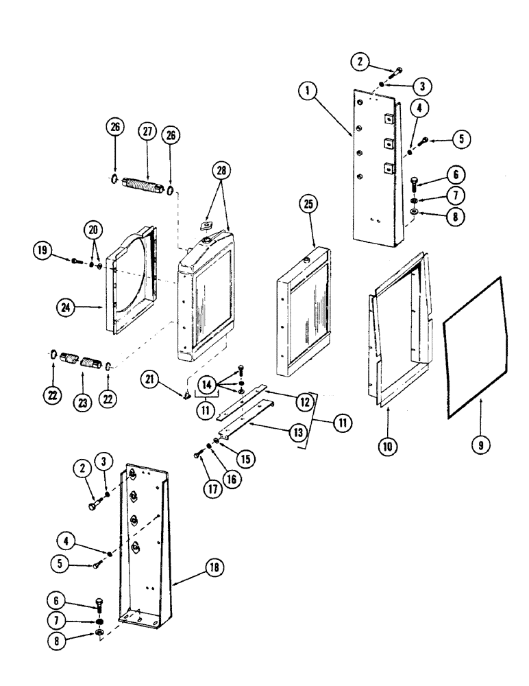 Схема запчастей Case 50 - (054) - RADIATOR, OIL COOLER & HOSES, (USED ON UNITS W/ SN. 6280345 & AFTER) (SN.6279926 & AFTER) (10) - ENGINE