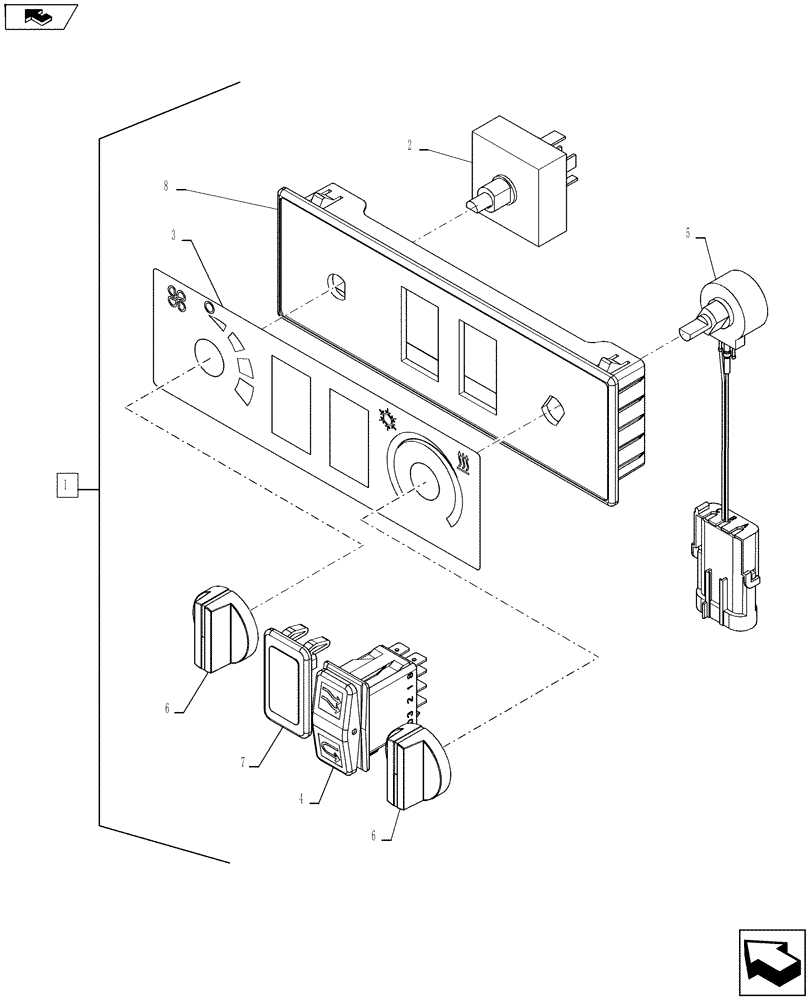 Схема запчастей Case 921F - (50.104.03) - HEATER, CONTROL PANEL (50) - CAB CLIMATE CONTROL