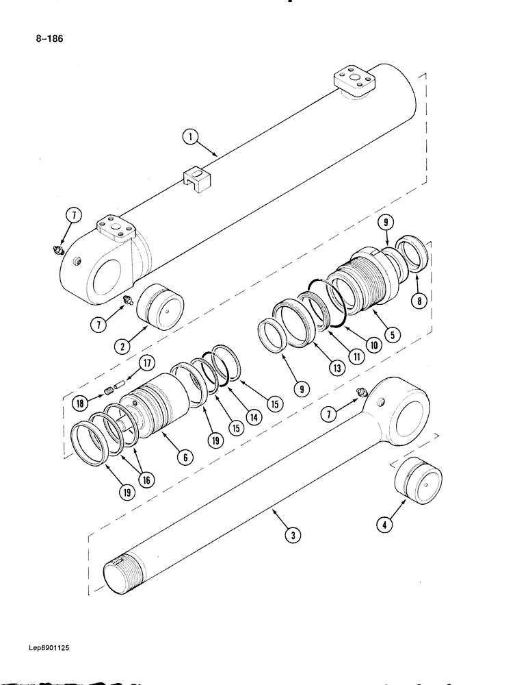 Схема запчастей Case 888 - (8-186) - ARM CYLINDER, IF USED (08) - HYDRAULICS