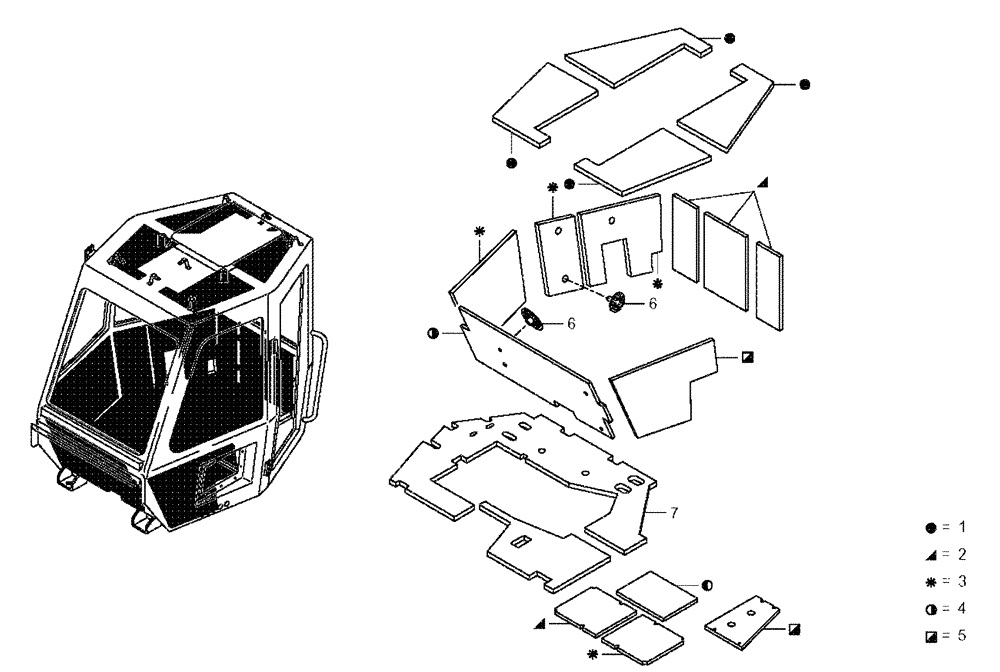 Схема запчастей Case 325 - (5.652A[08A]) - ROPS CAB - SOUND ABSORBING PANEL (10) - Cab/Cowlings