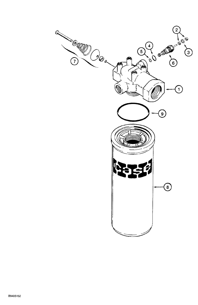 Схема запчастей Case 580SL - (8-124) - HYDRAULIC OIL FILTER (08) - HYDRAULICS